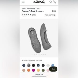 Allbirds Women's Tree Breezers CLASSICS:
Mist (Dark Grey Sole)